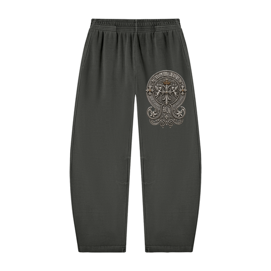 Dark Gray Unisex Vintage Washed Barrel Leg Sweatpants